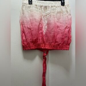 VANITA ROSA ST. BARTH IVORY PINK OMBRE LINEN BOHO HIPPIE BEACH TOP OS POUPETTE